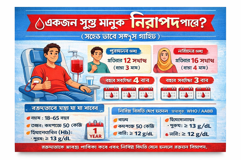 🩸 একজন সুস্থ মানুষ কতদিন পরপর রক্ত দিতে পারে?
