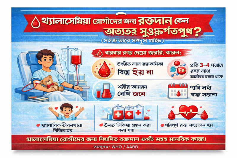 🩸 থ্যালাসেমিয়া রোগীদের জন্য রক্তদান কেন অত্যন্ত গুরুত্বপূর্ণ?
